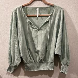 Anthropologie Rebecca Smocked Neck Top